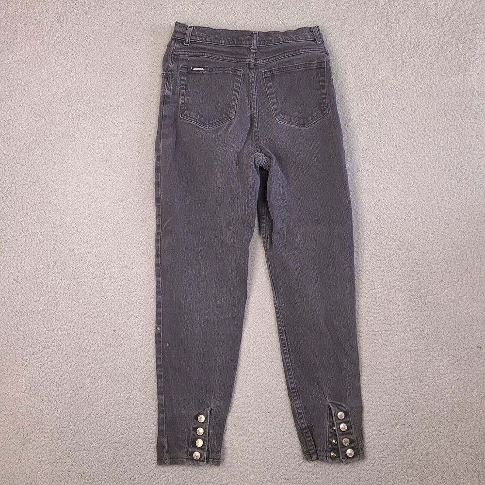 Vintage Jordache Jeans Womens 12 Black Charcoal High Waisted‎ Tapered Snap Ankle